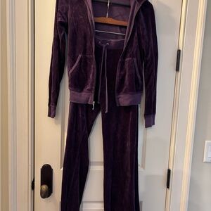 Dark purple Juicy Couture velour tracksuit, size medium